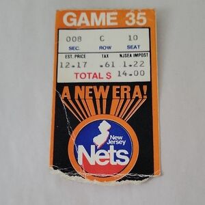 Vintage New Jersey Nets Ticket Stub